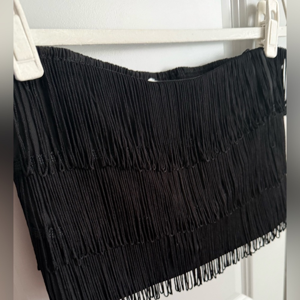 Altar’d State Black Fringe Crop Top L